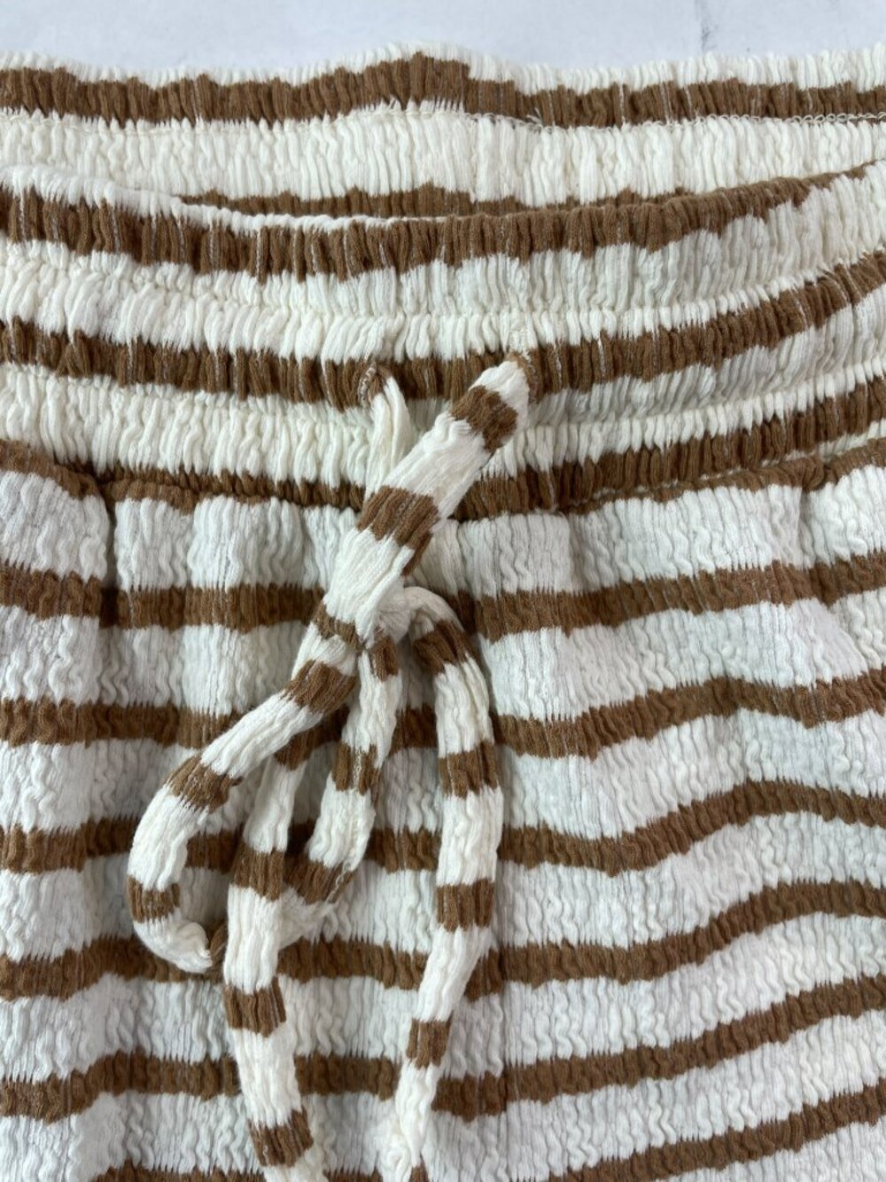 Marion 2-PIECE-SET Brown White Textured Top & Shorts Lounge Set Wmn's Size L NWT - Picture 10 of 12